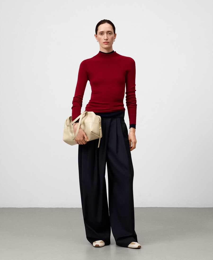 maglione aderente in lana merino da donna