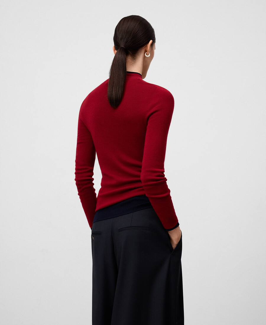 maglione aderente in lana merino da donna