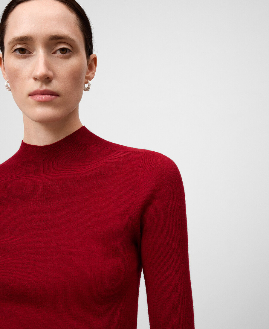 maglione aderente in lana merino da donna