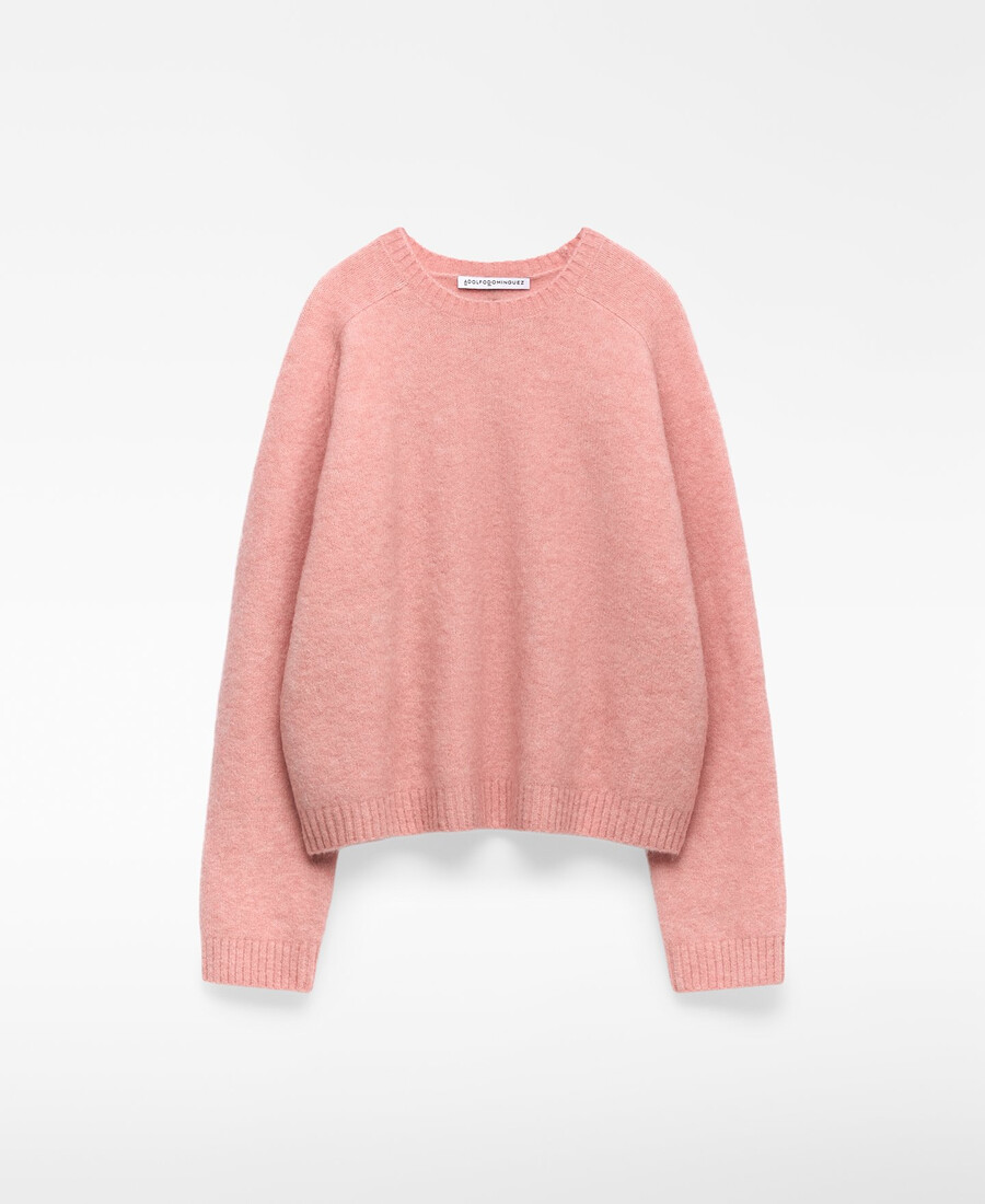 maglione corto da donna in maglia con collo rotondo