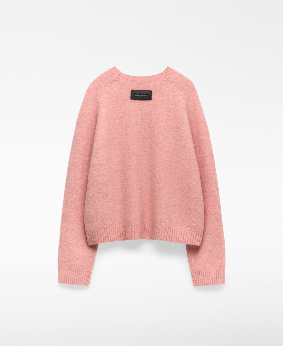 maglione corto da donna in maglia con collo rotondo