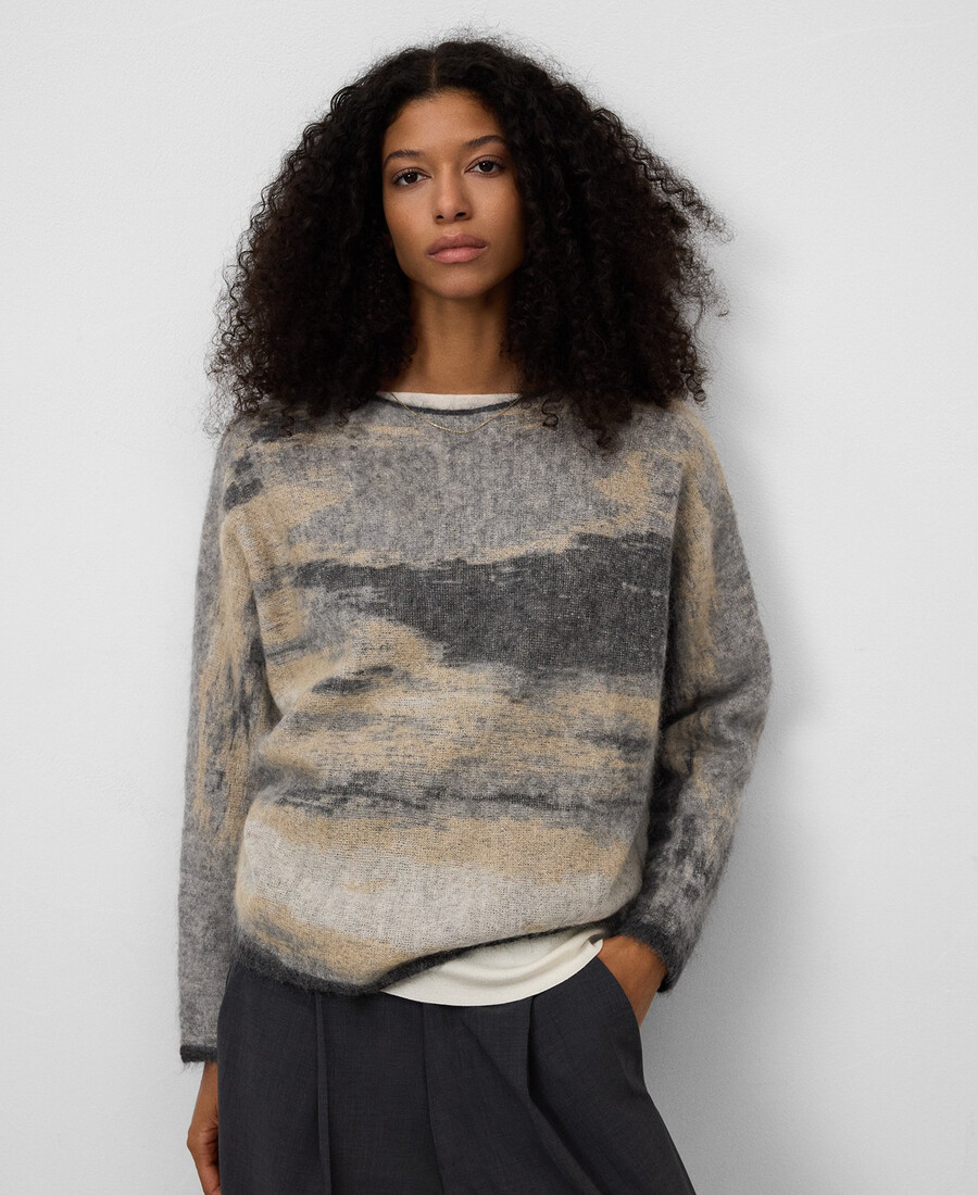 maglione da donna in maglia jacquard sfumata