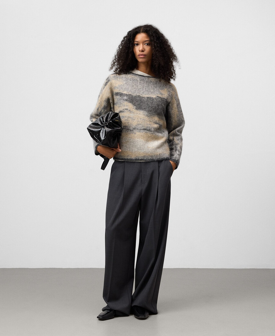 maglione da donna in maglia jacquard sfumata