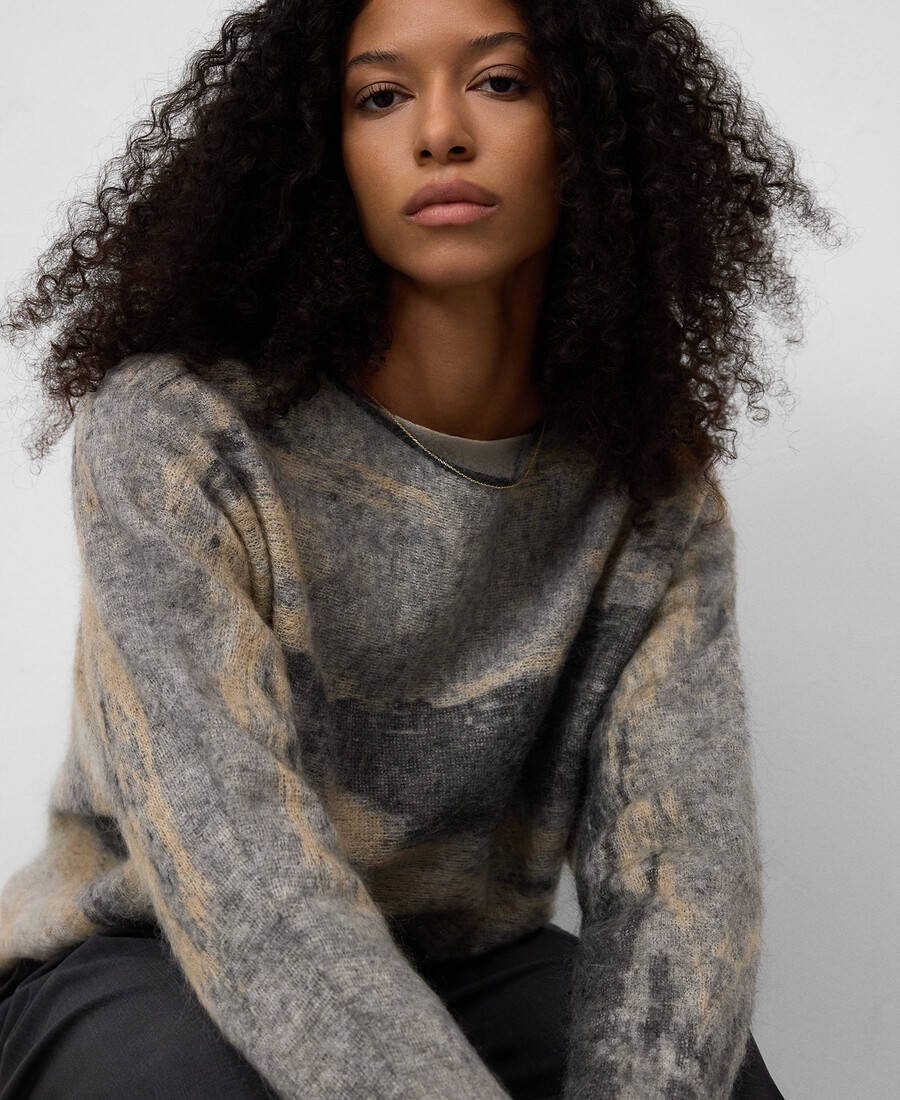 maglione da donna in maglia jacquard sfumata