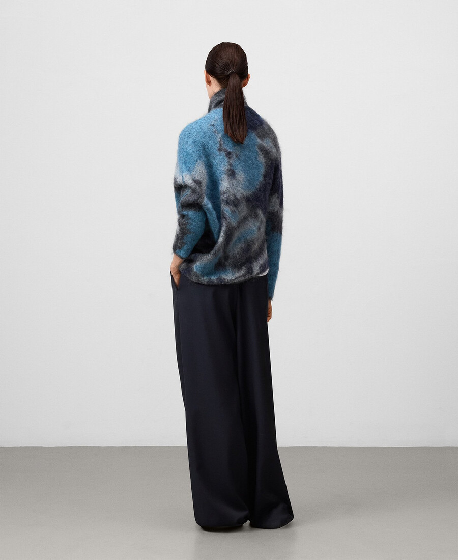 maglione asimmetrico in maglia jacquard da donna