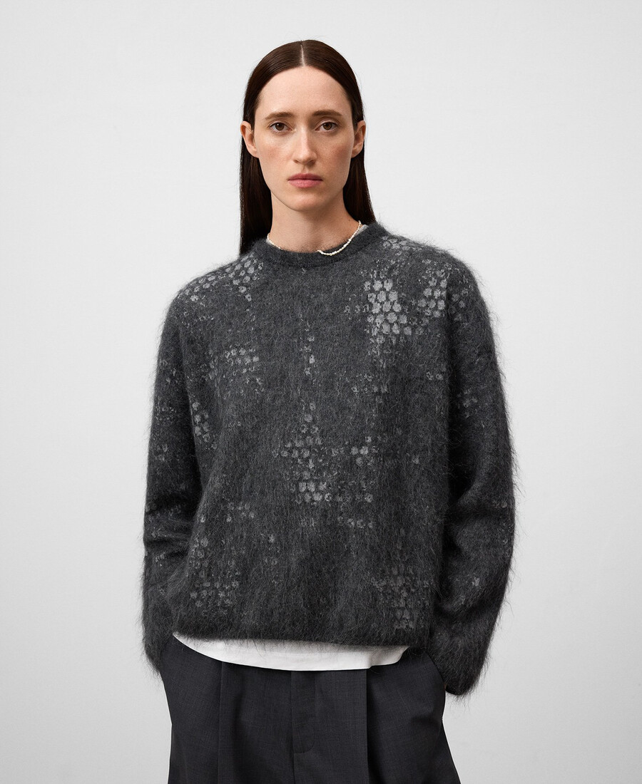maglione donna in maglia jacquard garzata