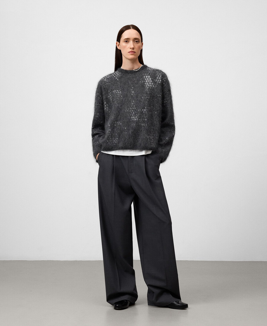 maglione donna in maglia jacquard garzata