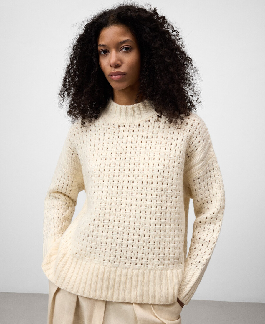 maglione donna in maglia di lana traforata