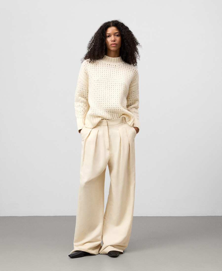 maglione donna in maglia di lana traforata