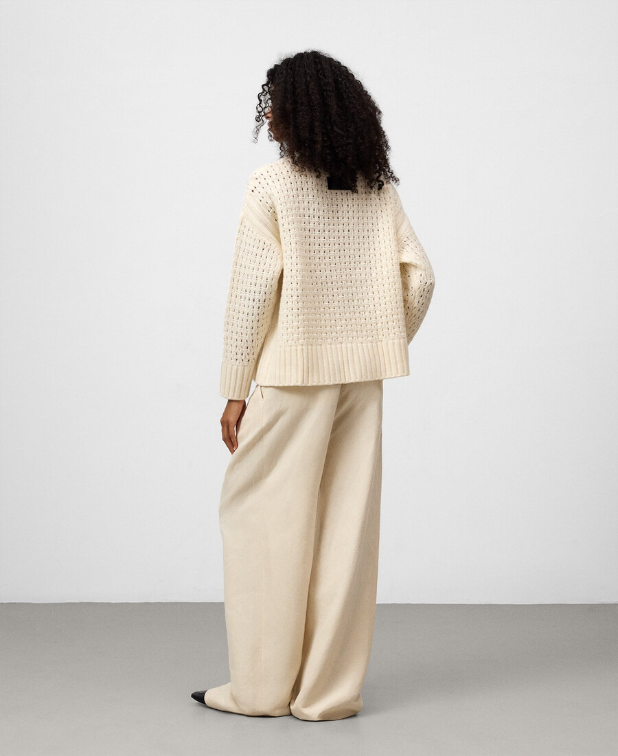 maglione donna in maglia di lana traforata