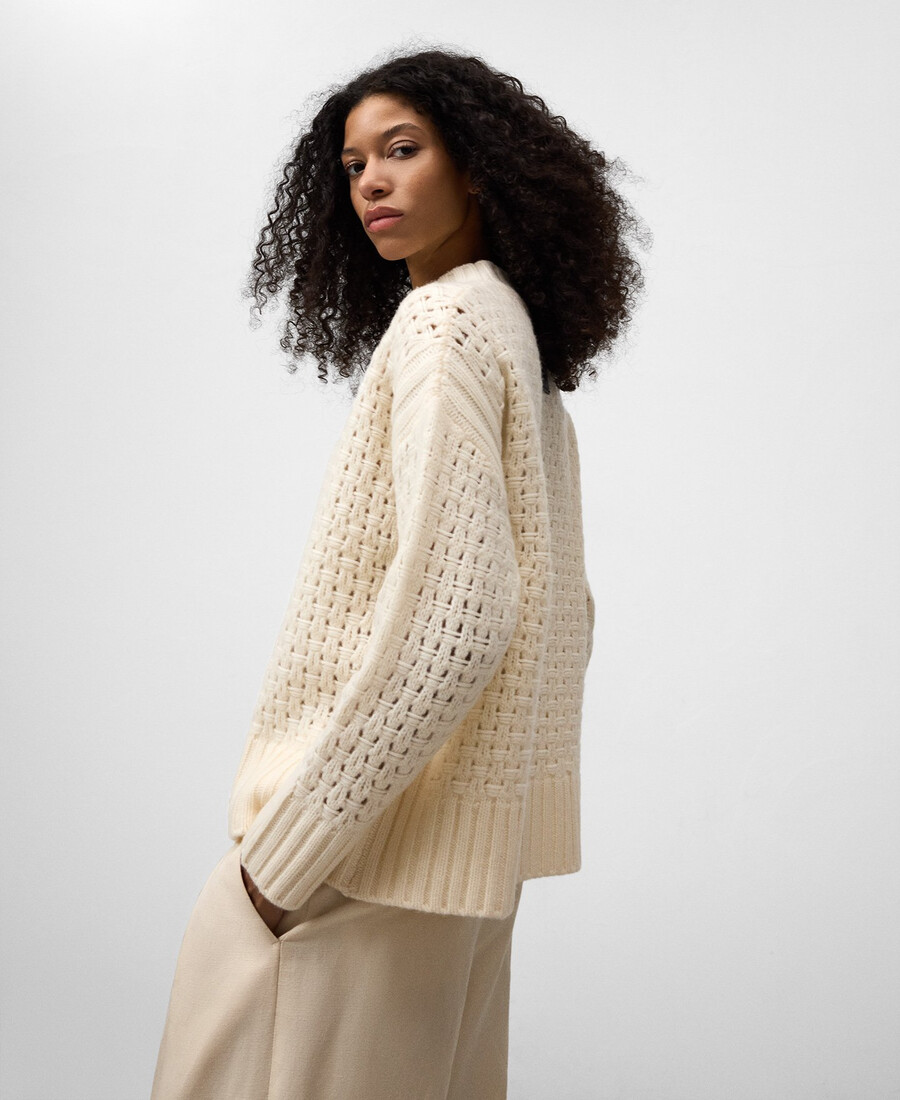 maglione donna in maglia di lana traforata