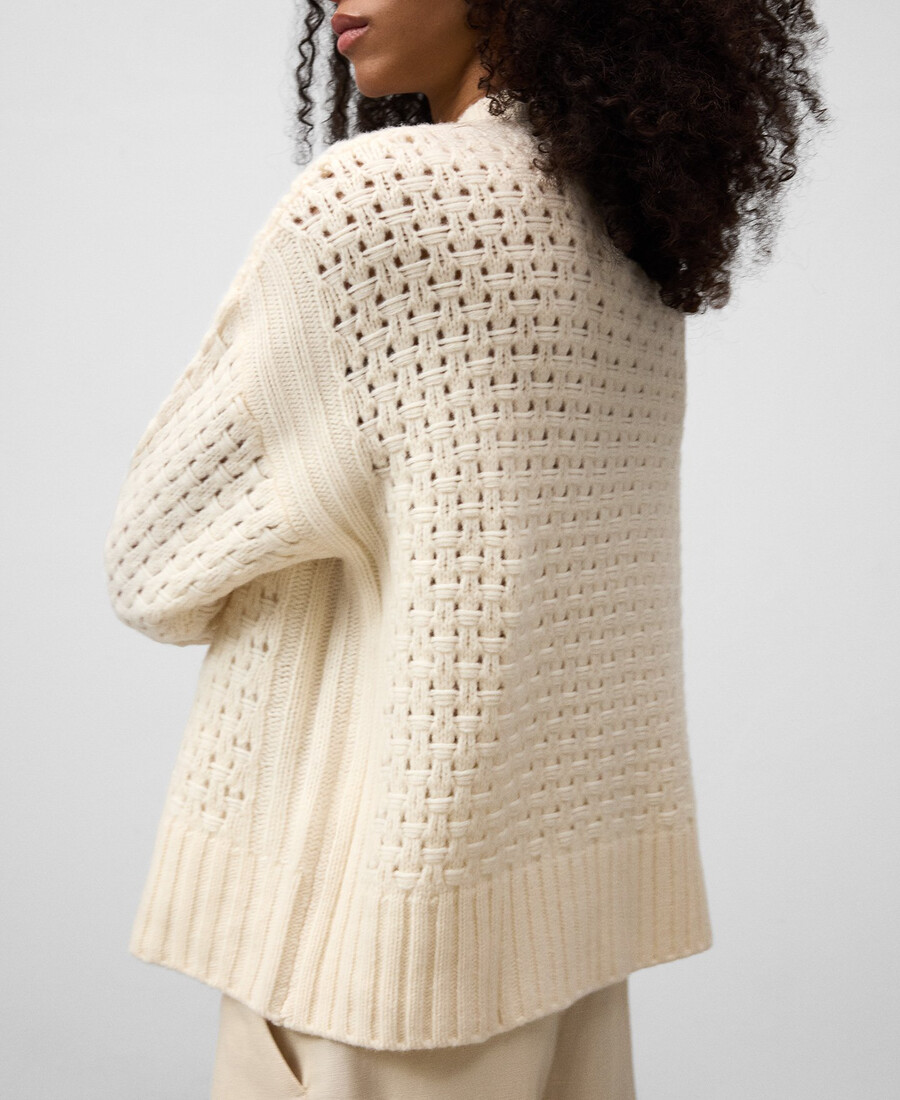 maglione donna in maglia di lana traforata