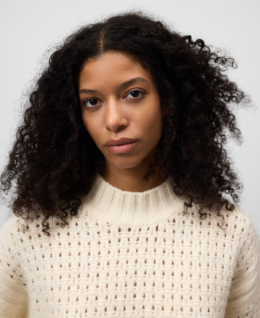 maglione donna in maglia di lana traforata