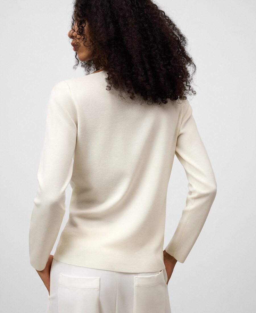 maglione donna in maglia con scollo asimmetrico