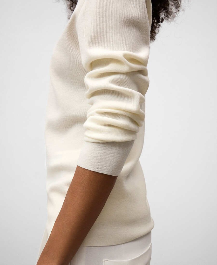 maglione donna in maglia con scollo asimmetrico