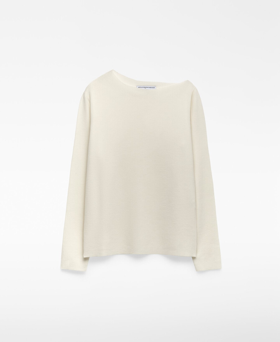 maglione donna in maglia con scollo asimmetrico