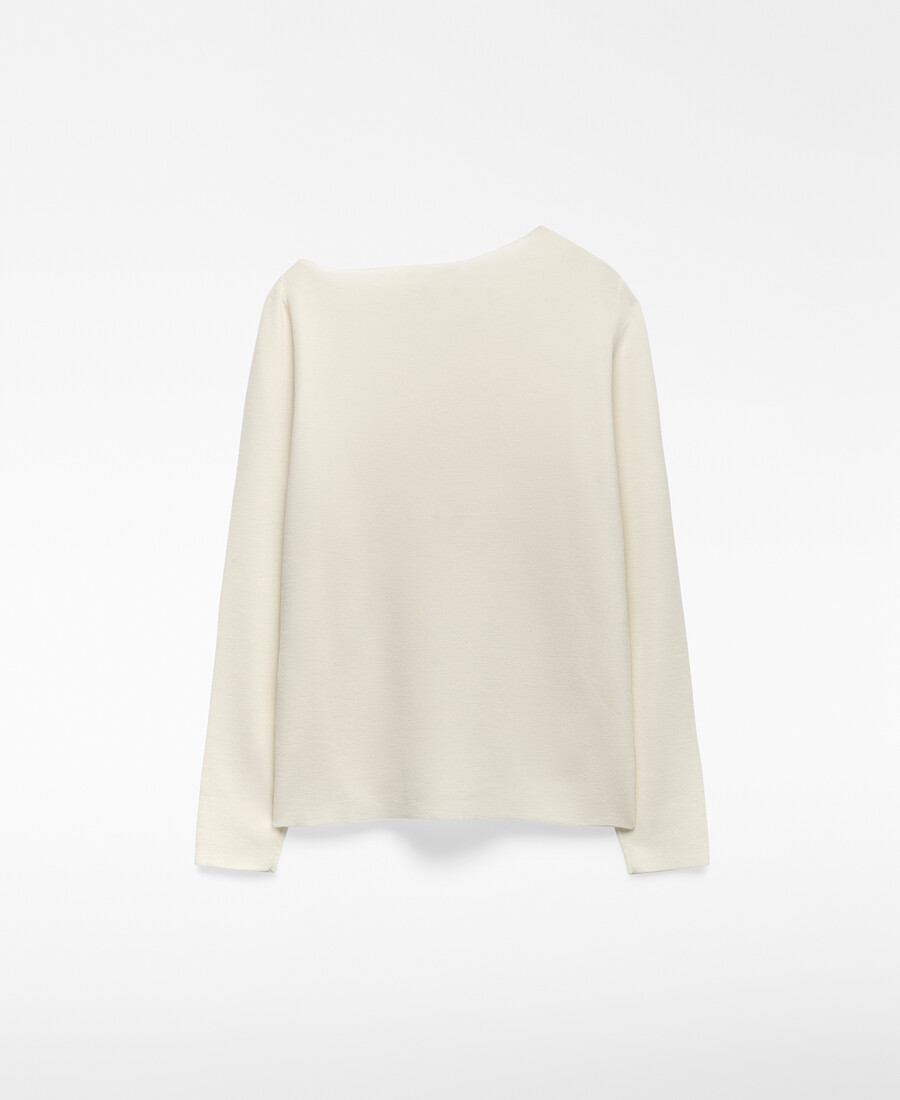maglione donna in maglia con scollo asimmetrico