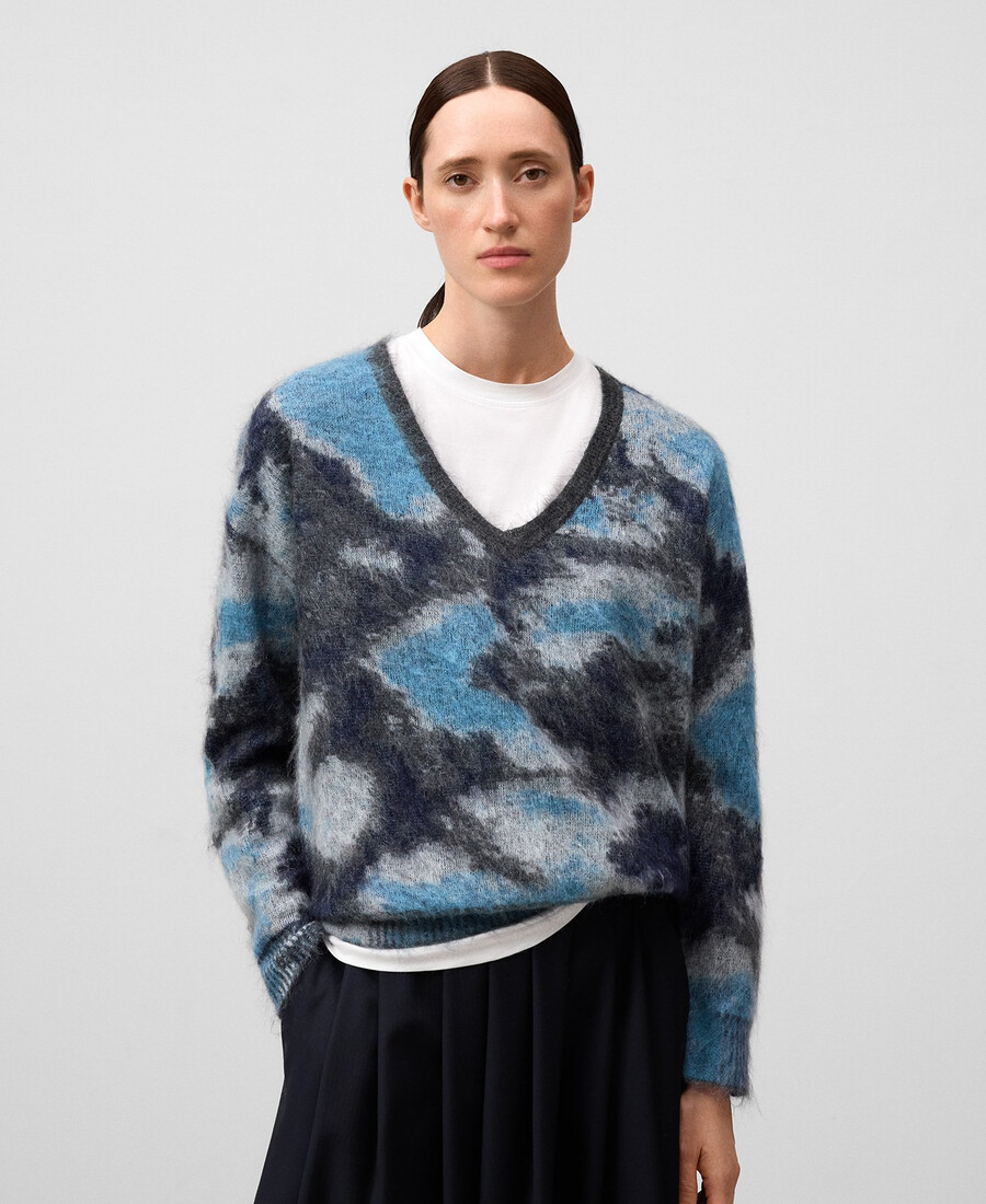 maglione donna stampato in maglia jacquard