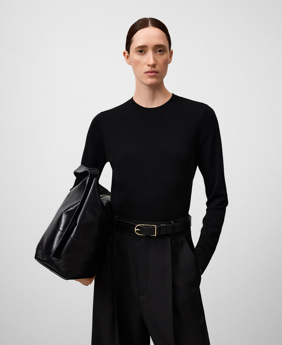 maglione girocollo in lana merino da donna