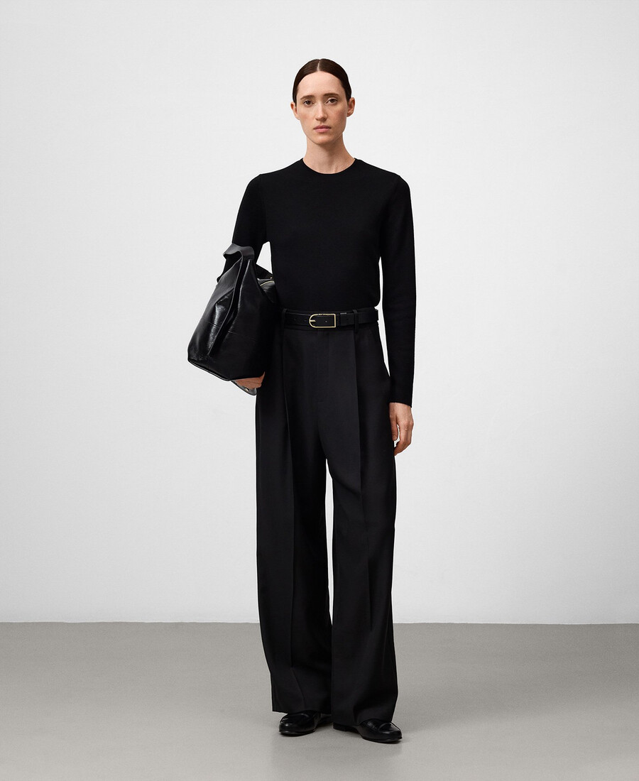 maglione girocollo in lana merino da donna