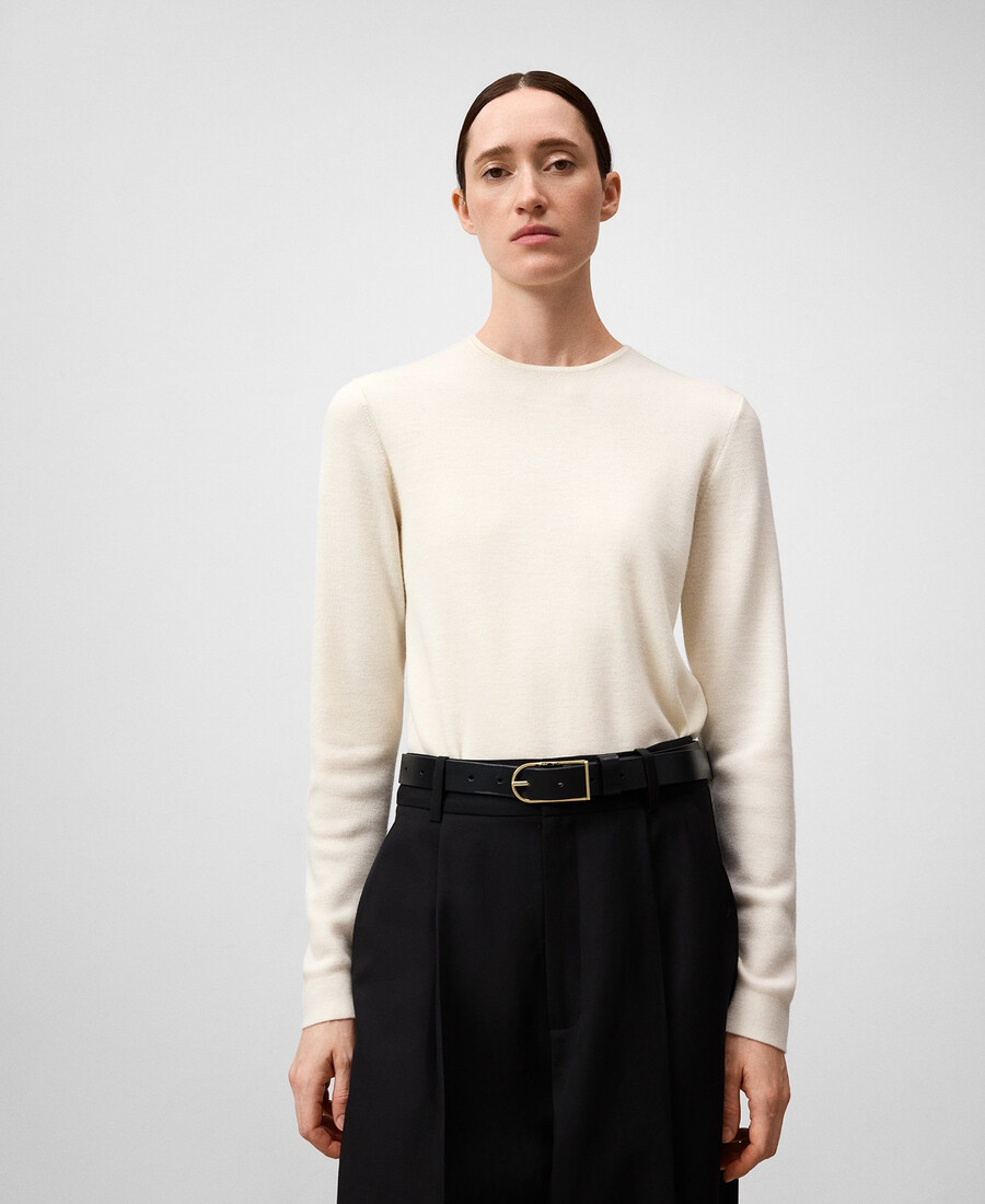 maglione girocollo in lana merino da donna