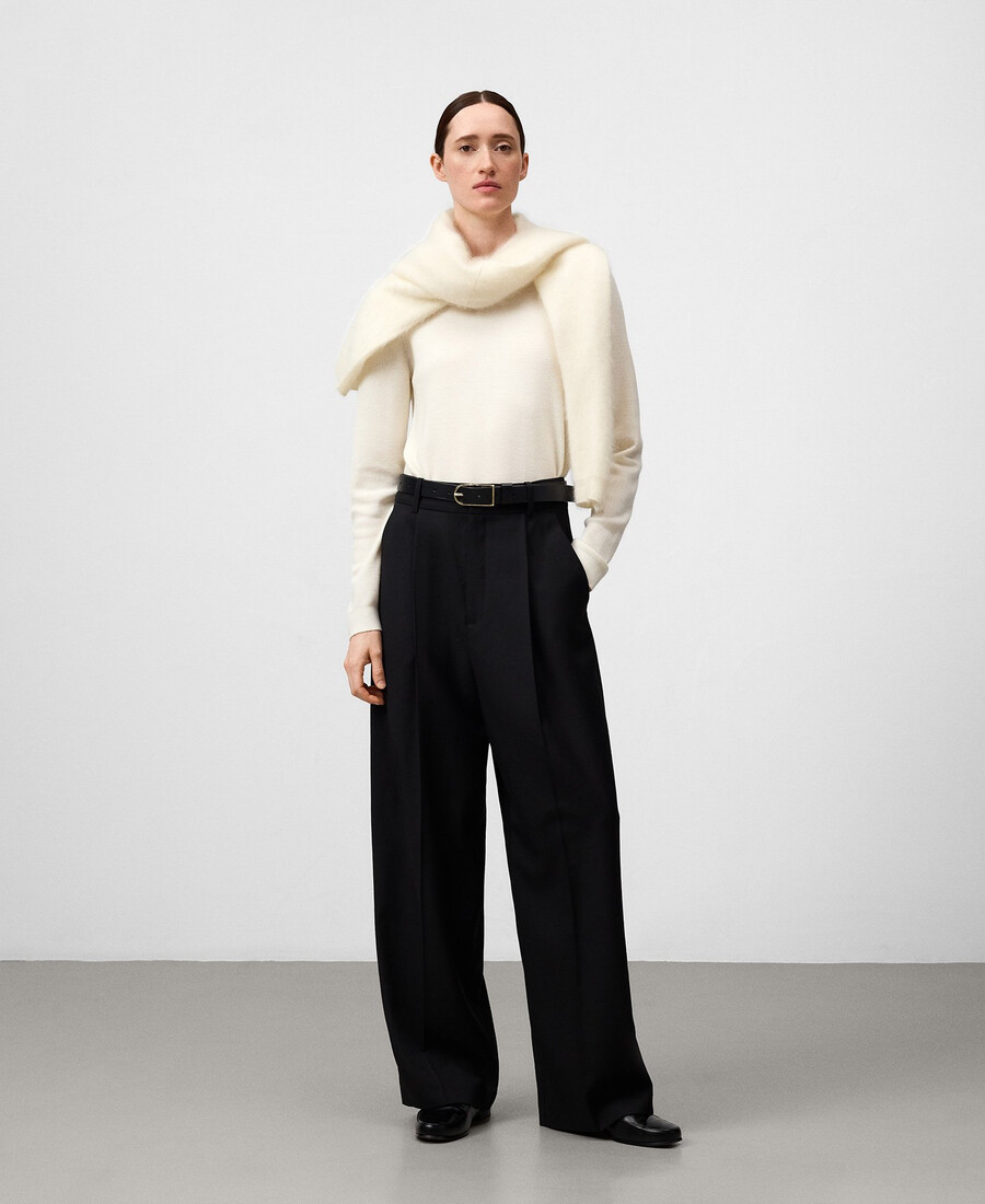 maglione girocollo in lana merino da donna