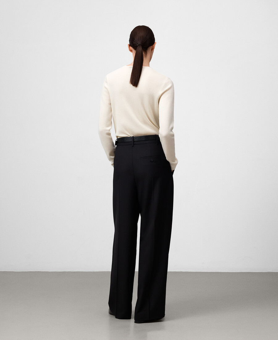 maglione girocollo in lana merino da donna