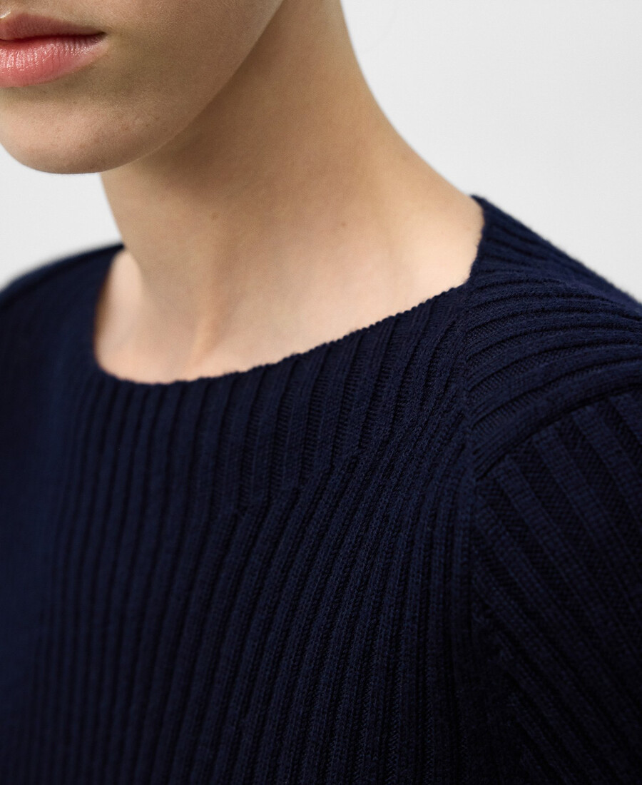 maglione donna a coste in lana merino