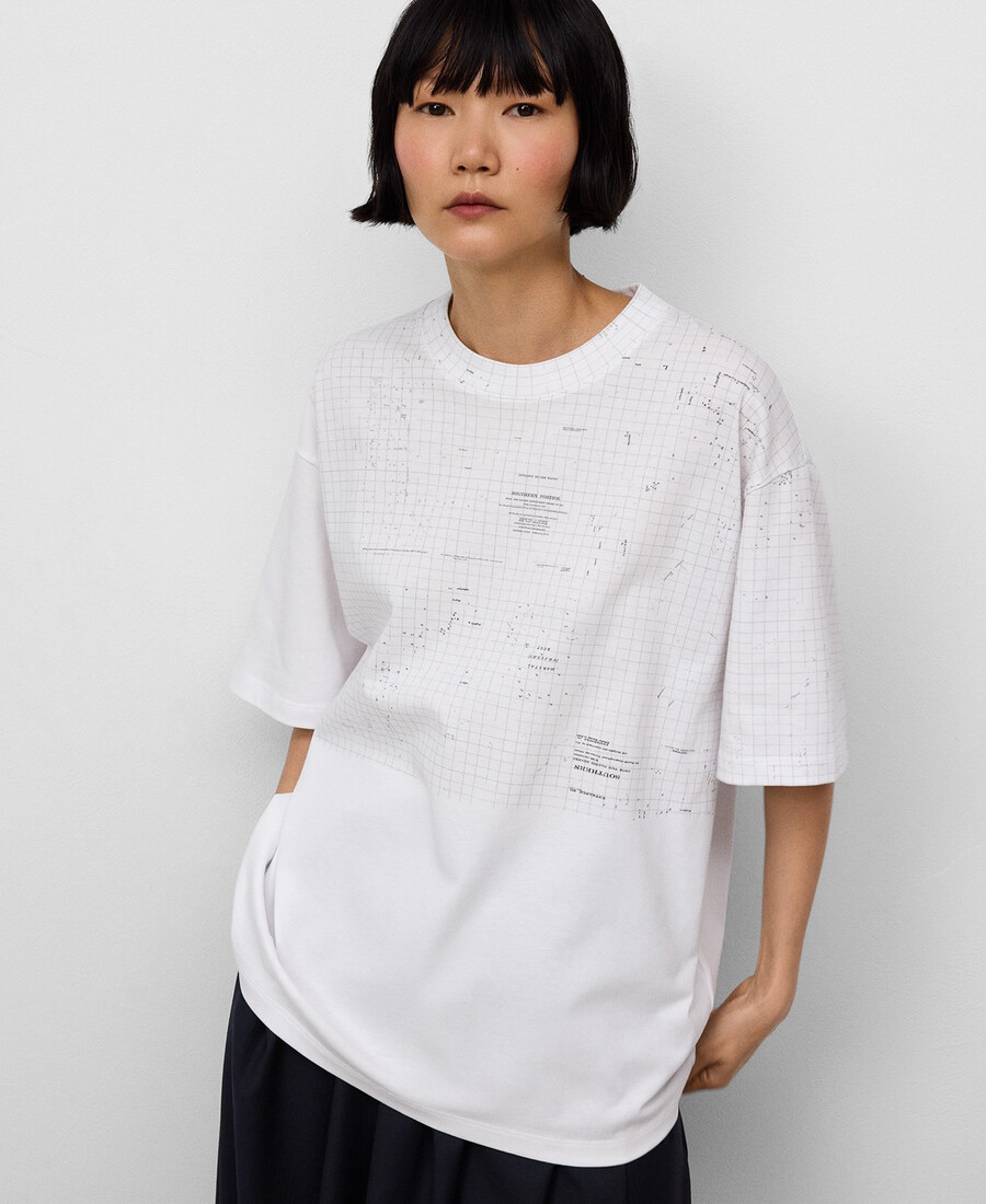 t-shirt da donna in cotone biologico con stampa mappa