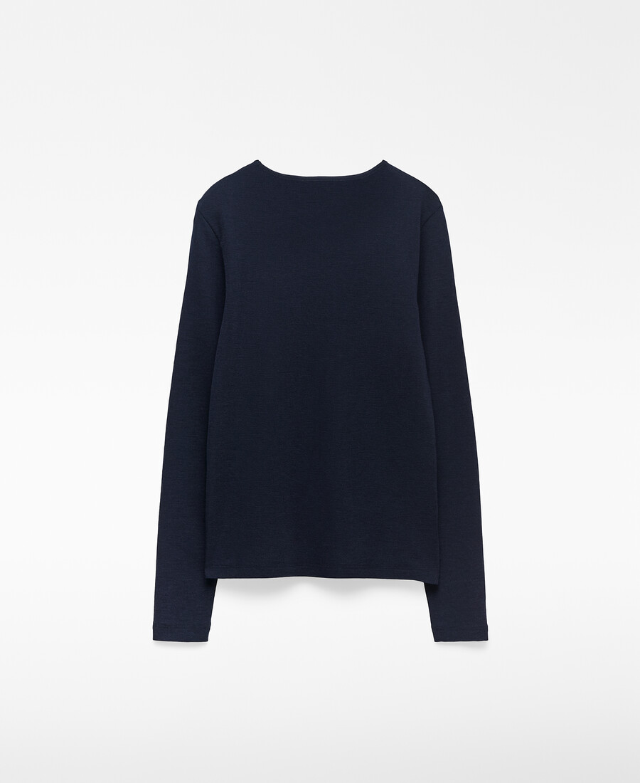 t-shirt girocollo in lana merino da donna