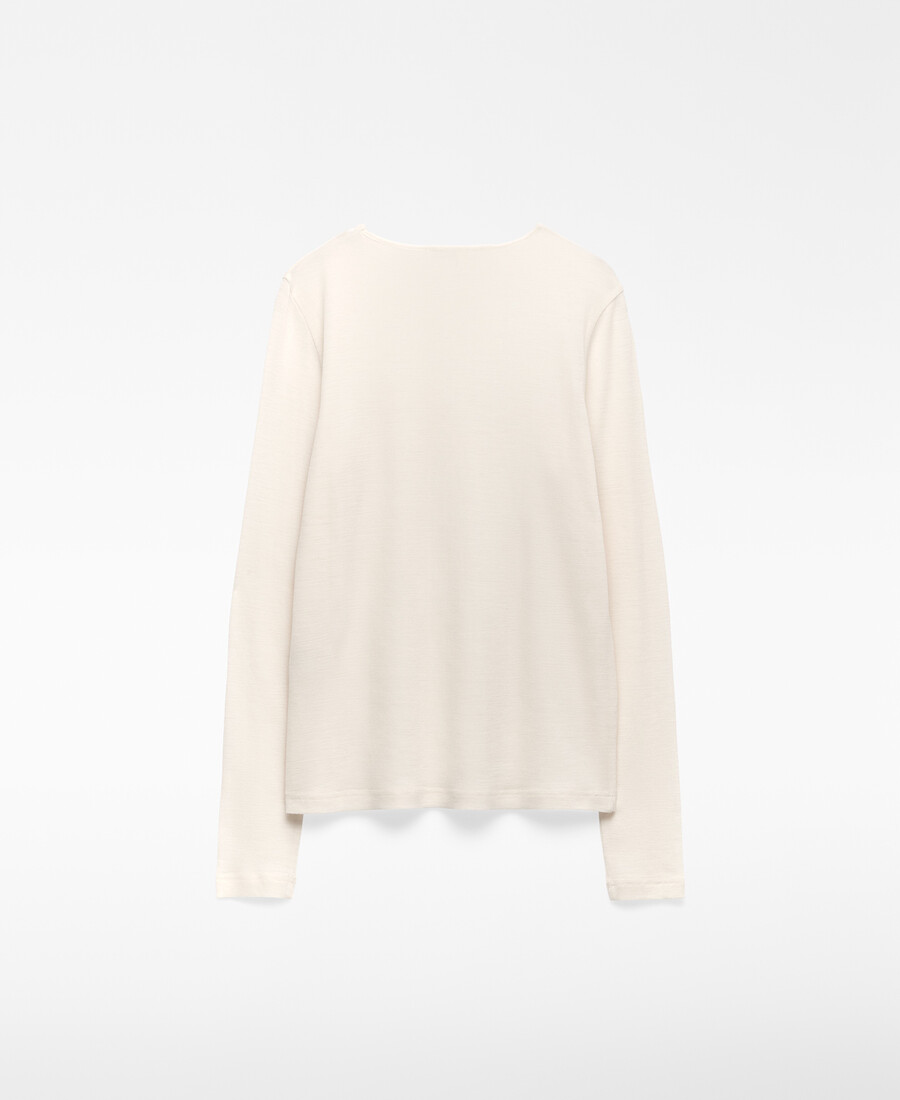 t-shirt girocollo in lana merino da donna