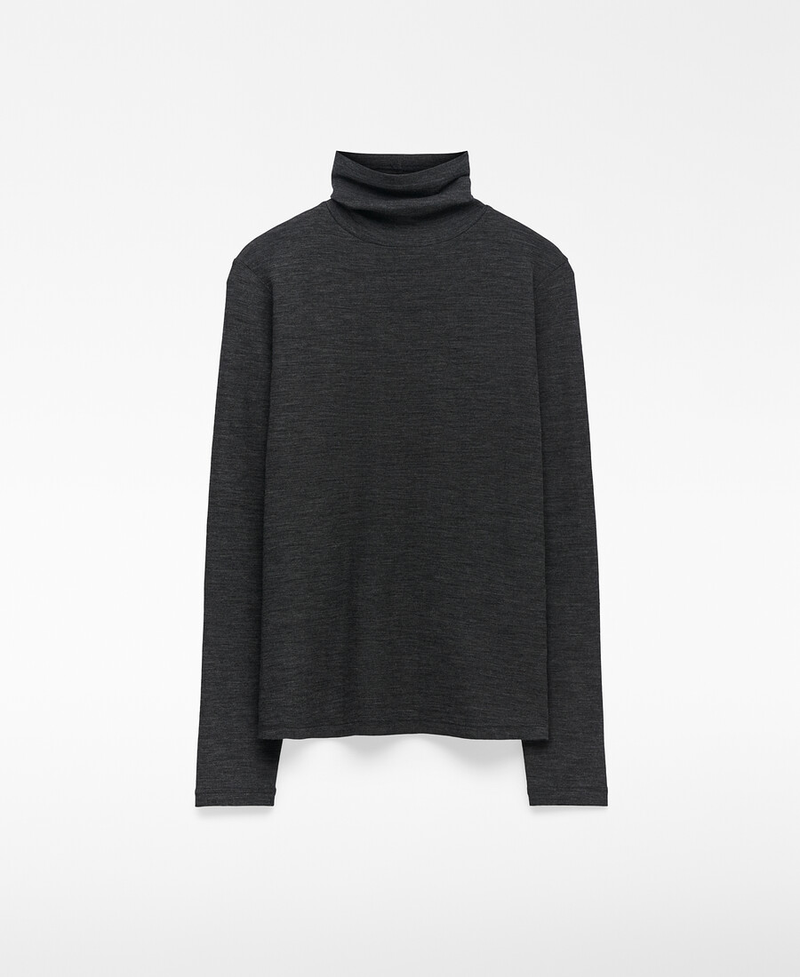 maglietta donna collo alto in lana merino