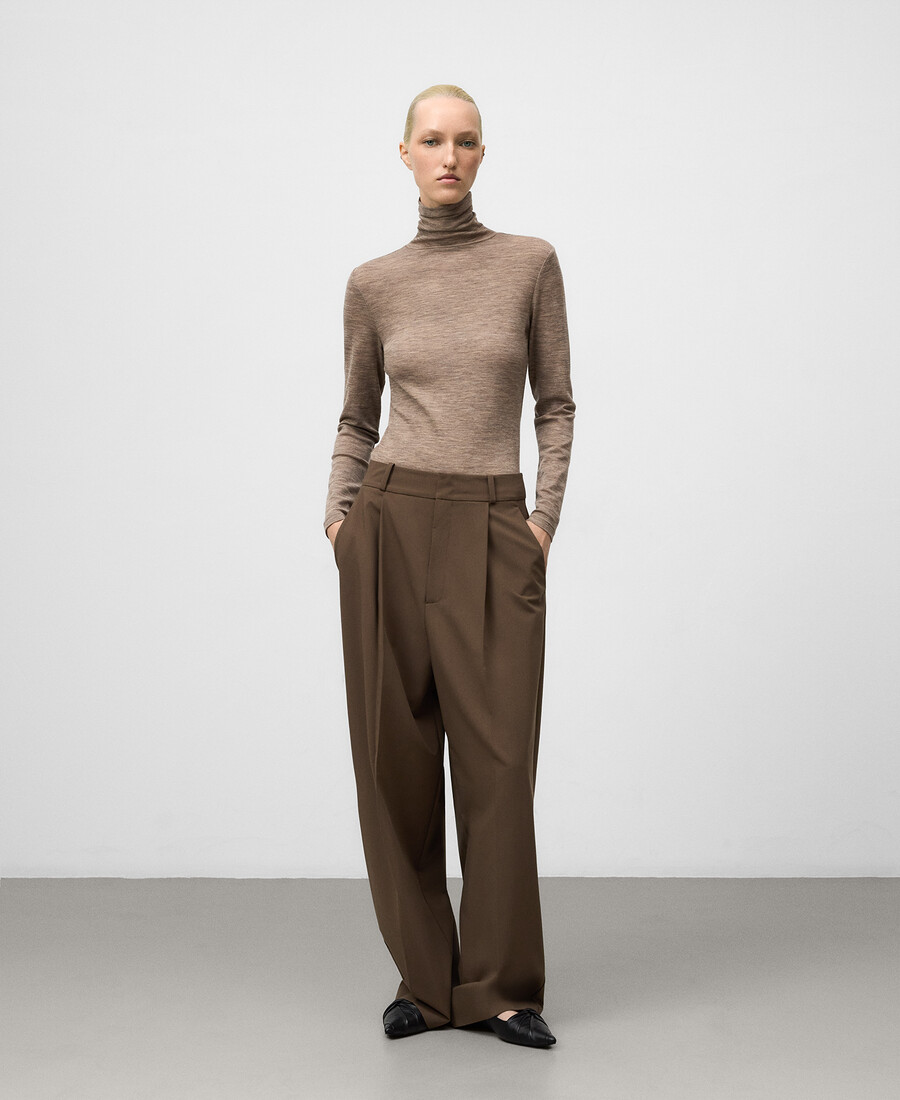 maglietta dolcevita in lana merino da donna