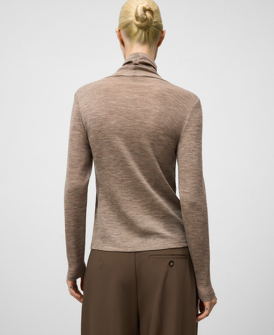 maglietta dolcevita in lana merino da donna