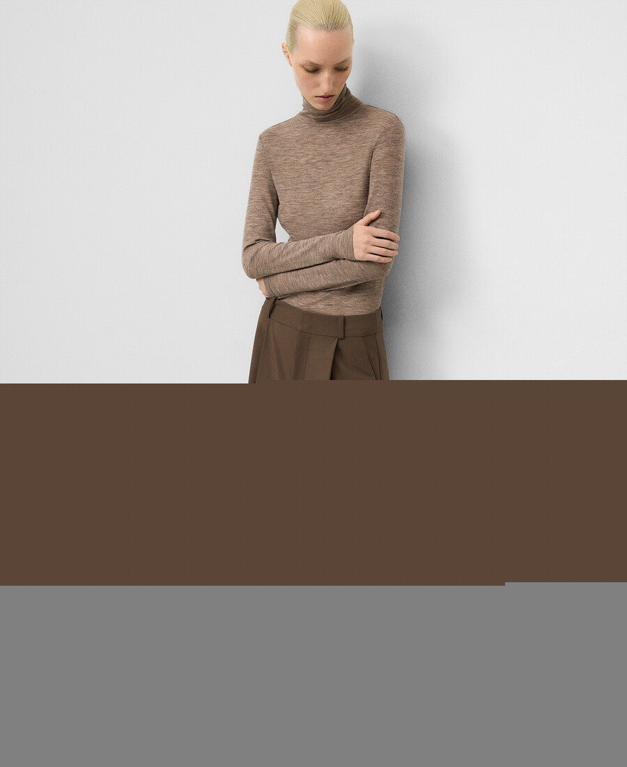 maglietta dolcevita in lana merino da donna