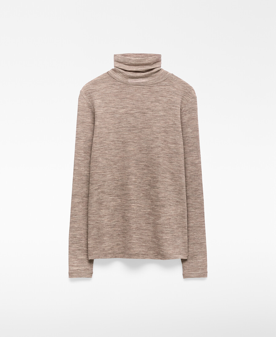 maglietta dolcevita in lana merino da donna