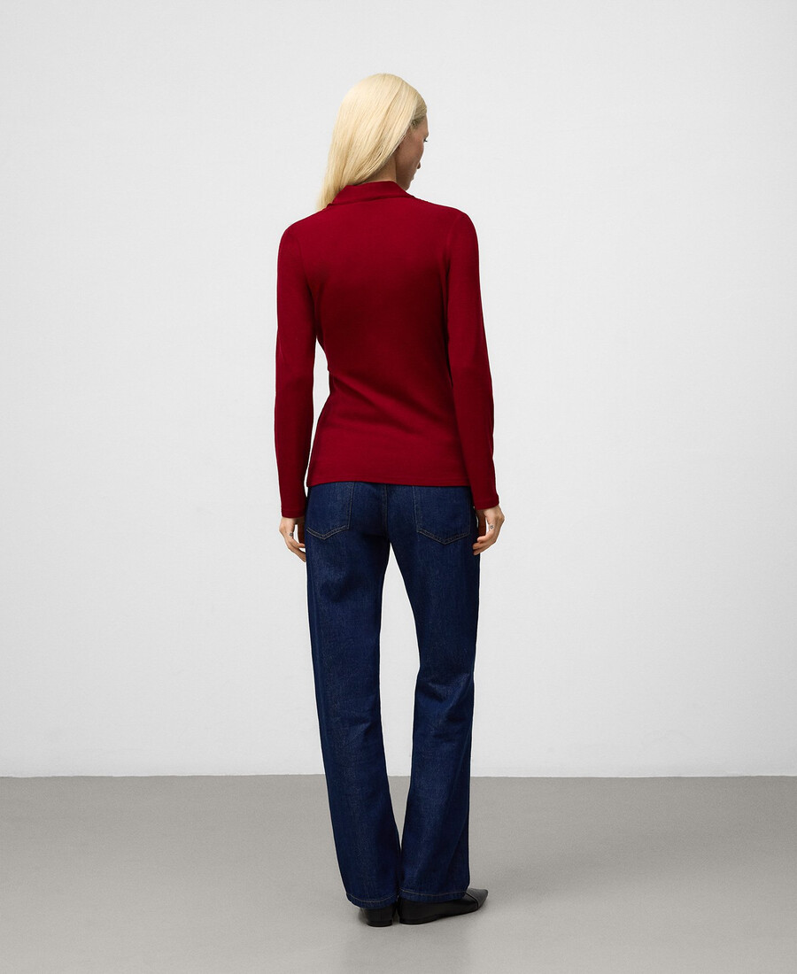 t-shirt avvolgente in lana merino da donna