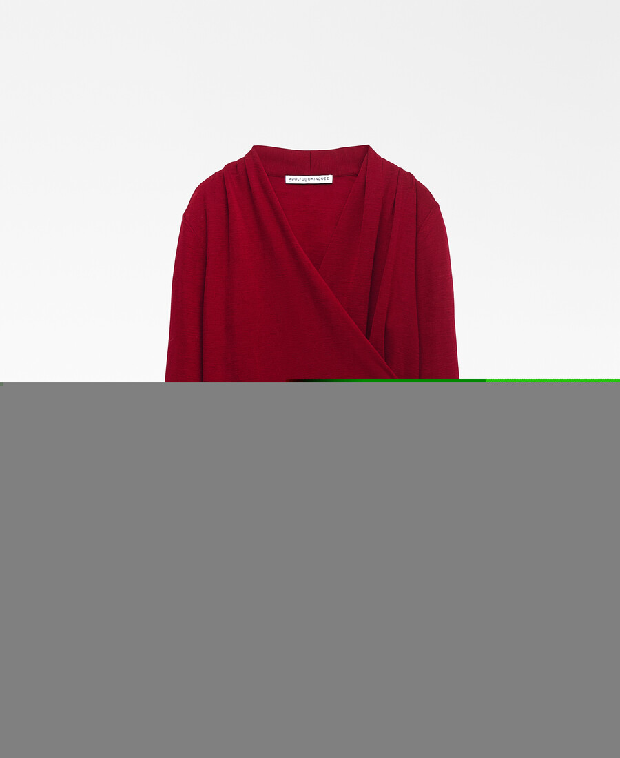 t-shirt avvolgente in lana merino da donna
