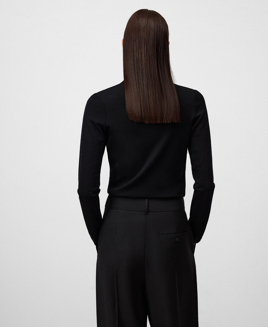 t-shirt avvolgente in lana merino da donna