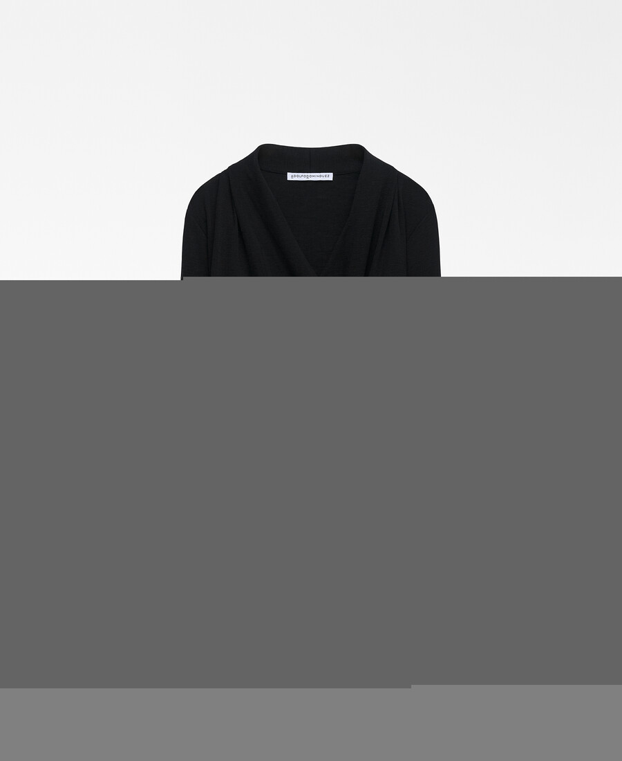t-shirt avvolgente in lana merino da donna