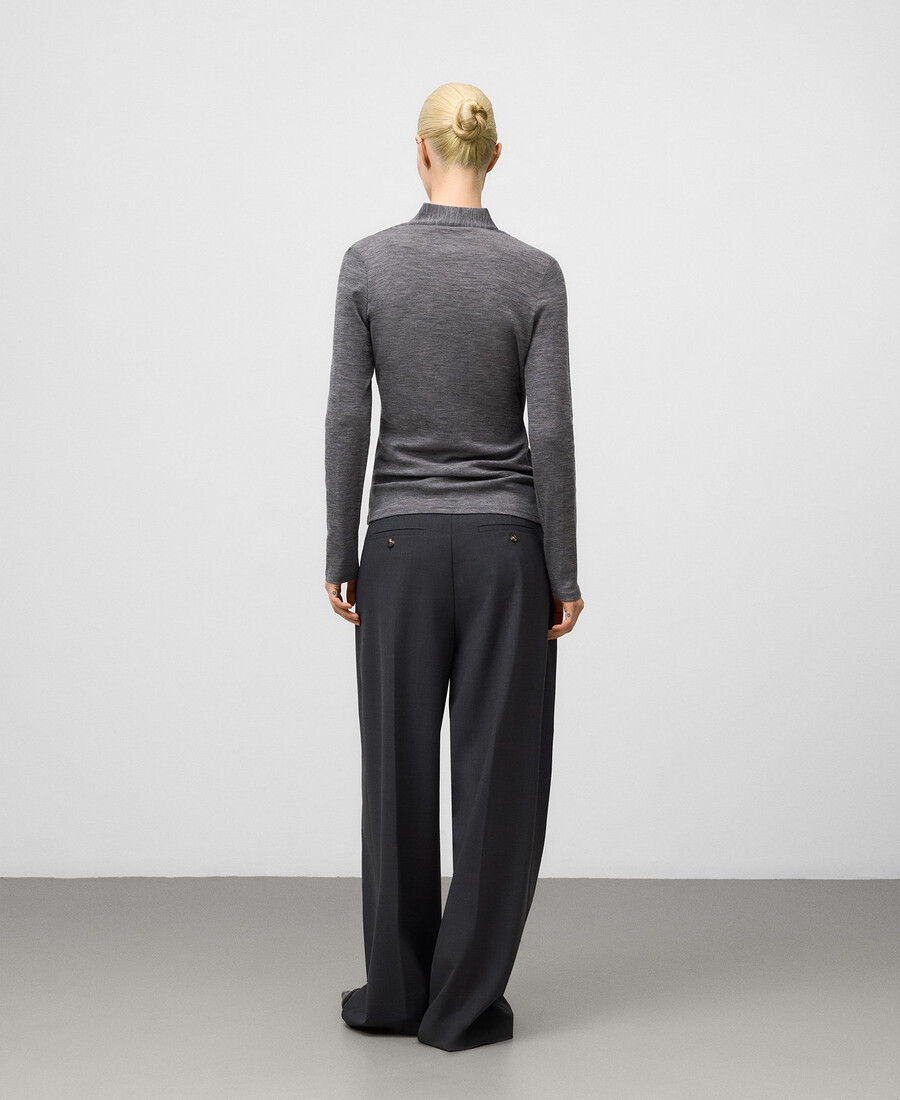 t-shirt avvolgente in lana merino da donna