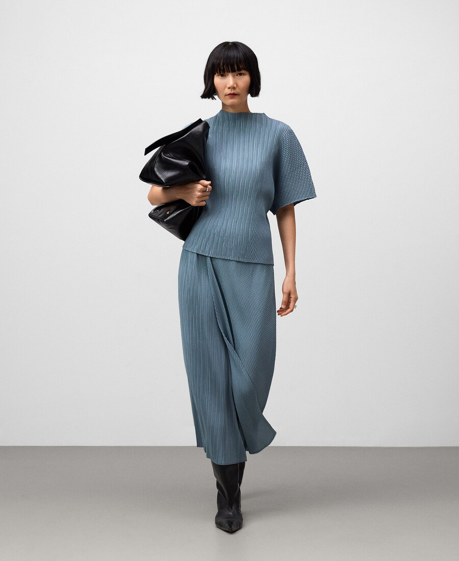 top arricciato con colletto perkins da donna