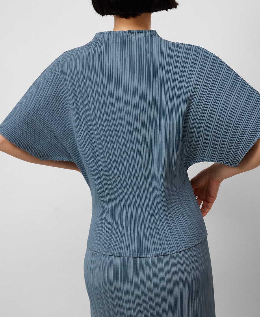 top arricciato con colletto perkins da donna