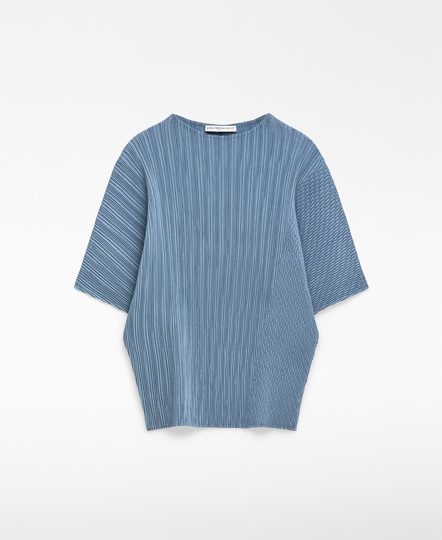 top arricciato con colletto perkins da donna