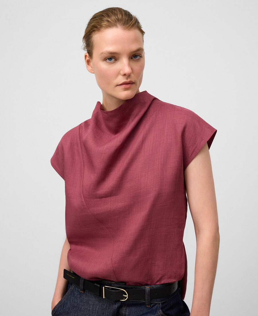 top da donna drappeggiato in ramia