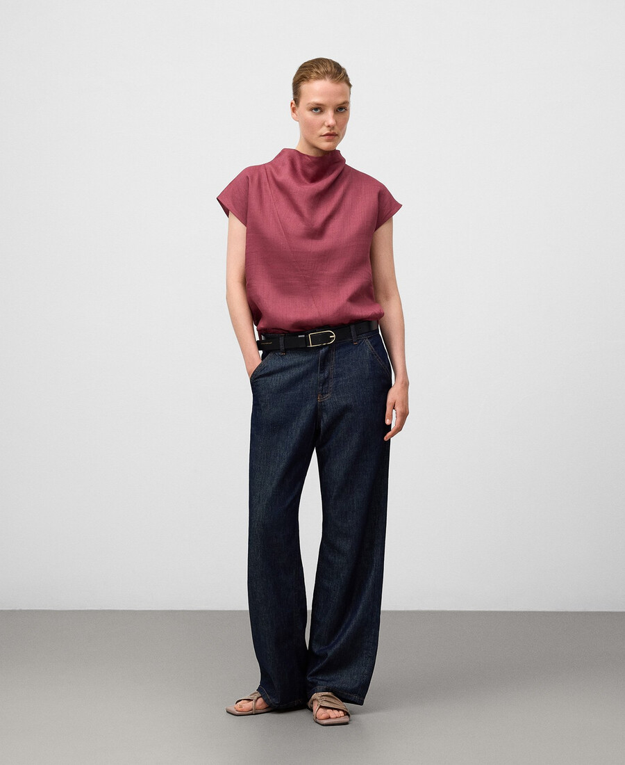 top da donna drappeggiato in ramia