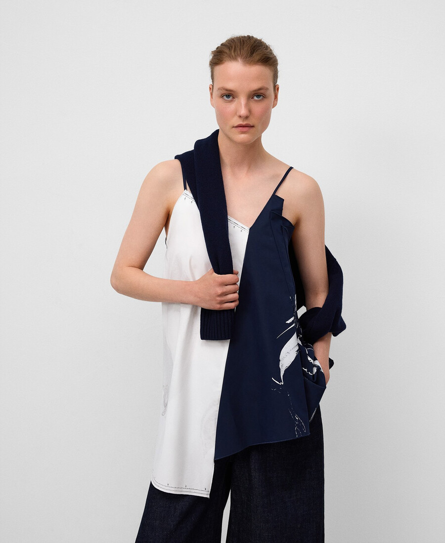top asimmetrico combinato da donna