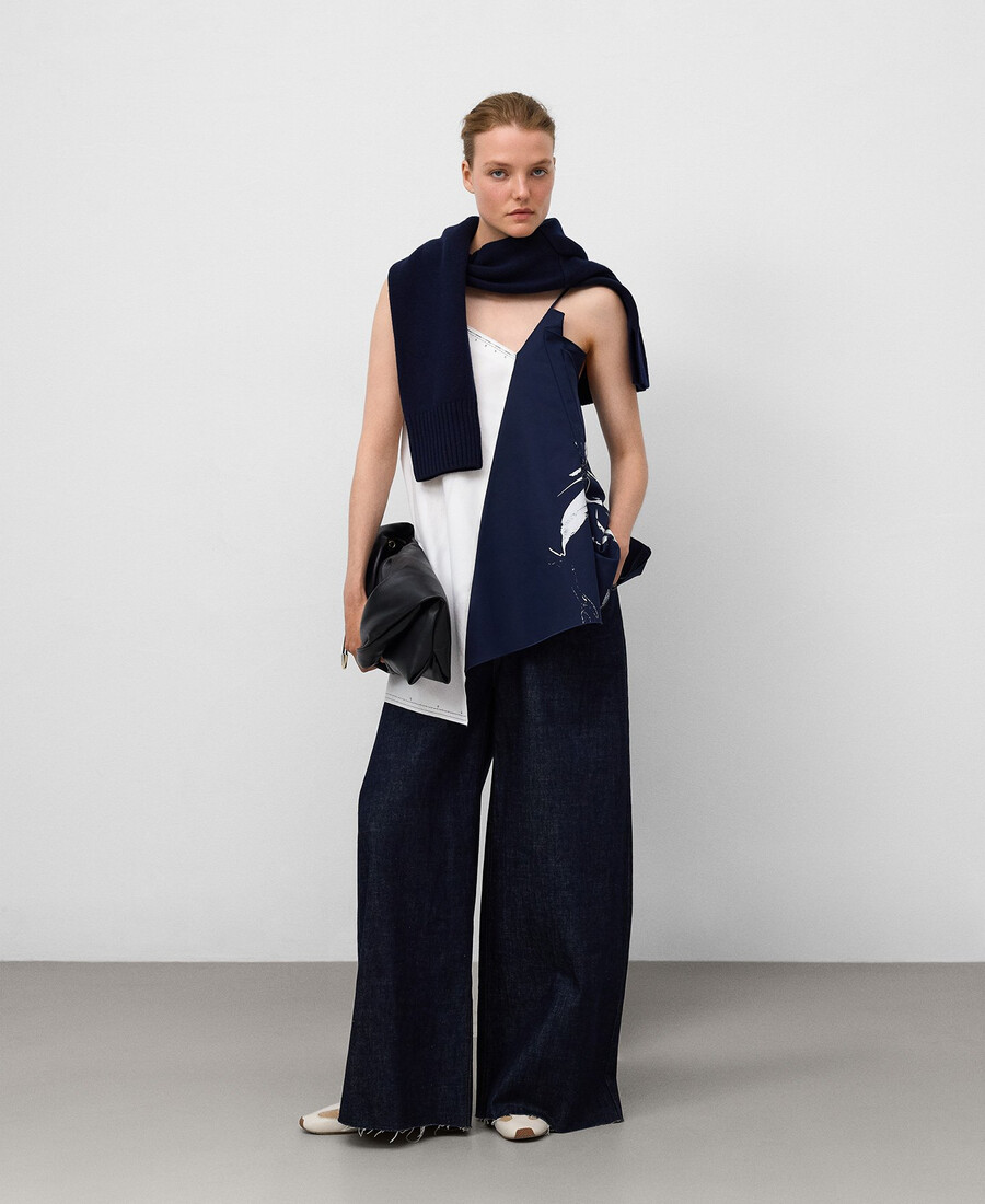 top asimmetrico combinato da donna