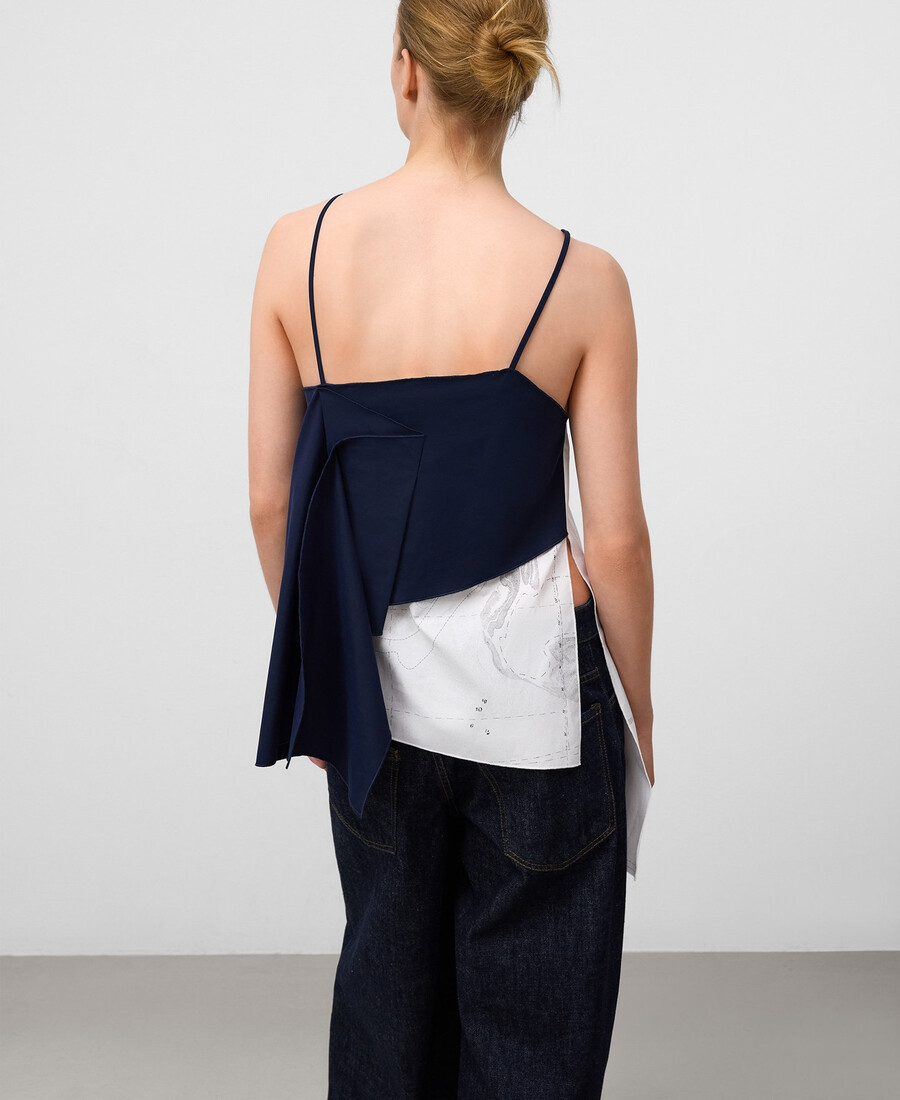 top asimmetrico combinato da donna
