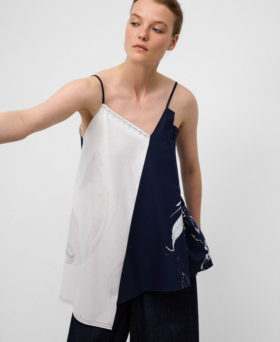 top asimmetrico combinato da donna